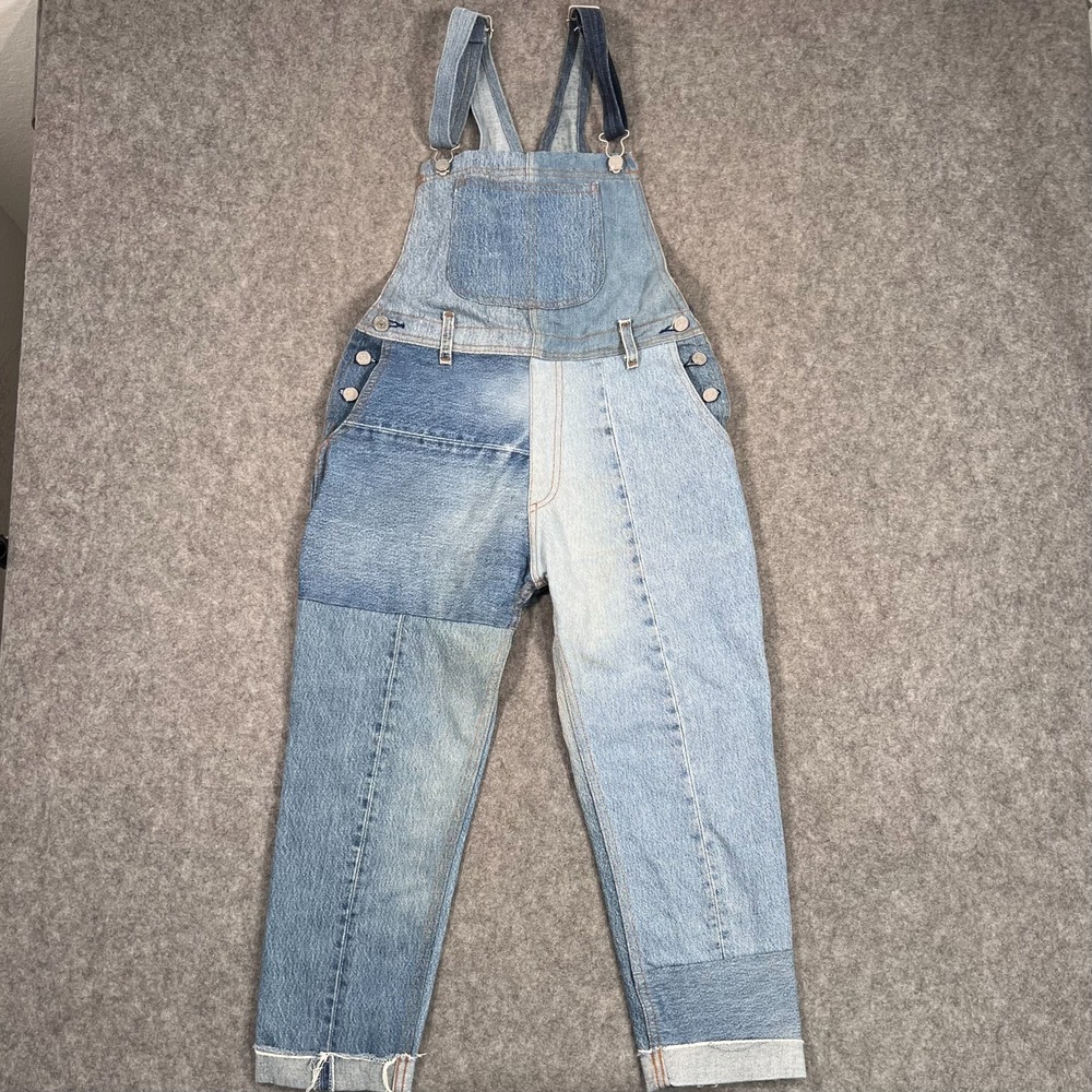 Re/done x Levi's Blue Denim Patchwork Seamed Overalls Women's Size Small